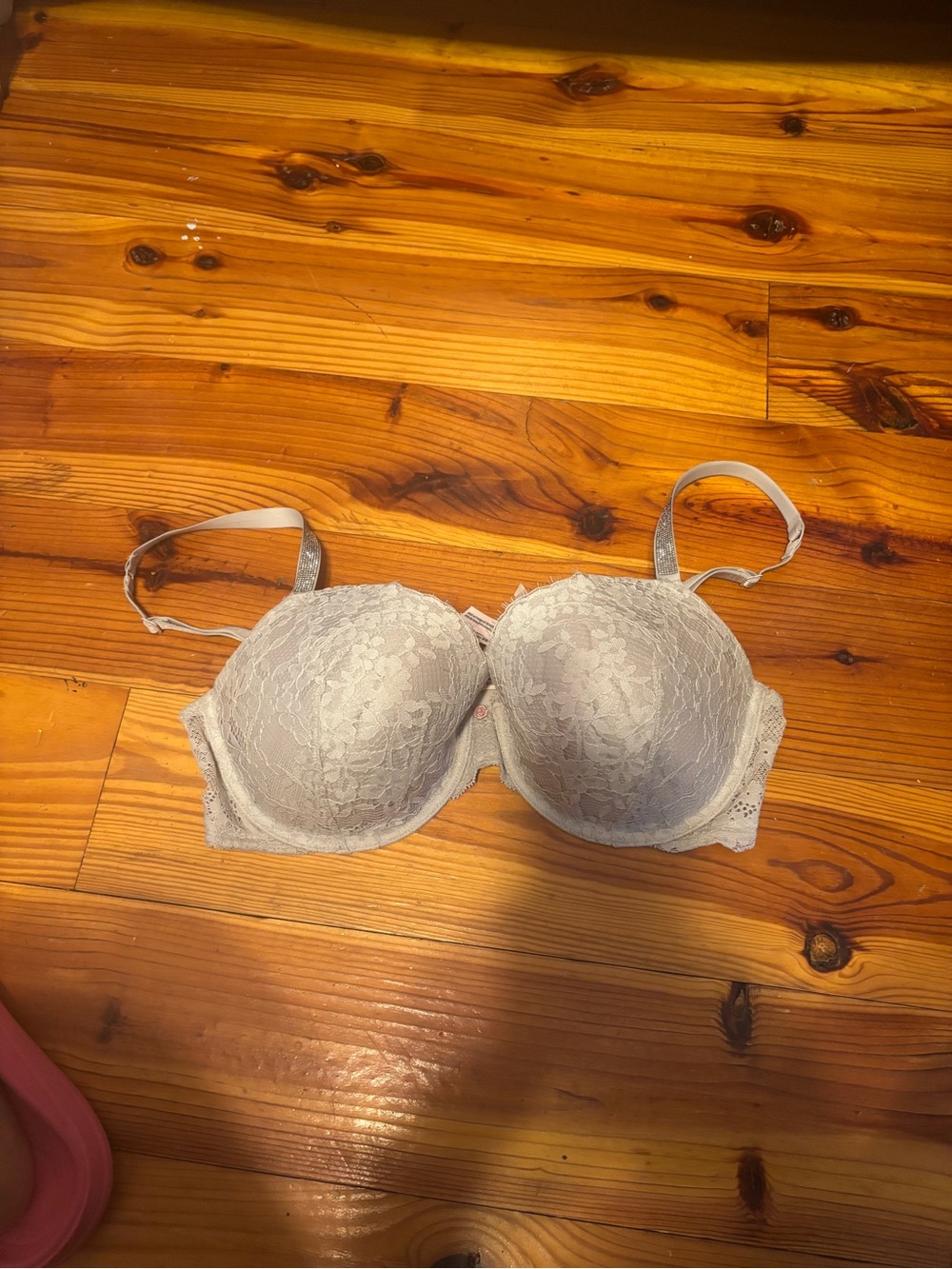Victoria's Secret Lace Padded Balconette Bra - silver with sparkly straps